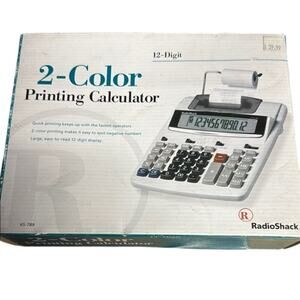 Vintage New in Box Working RadioShack 12 Digit 2-Color Printing‎ Calculator